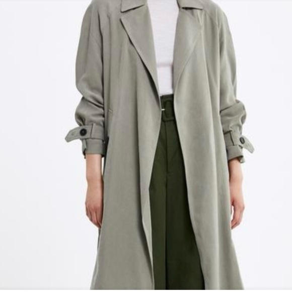 ZARA Elegant Olive Green Women's Trench Over Coat - Picture 2 of 12